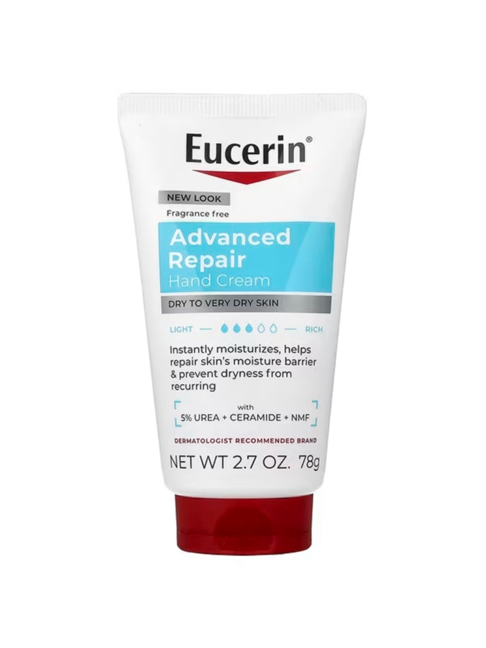 Eucerin Advanced Repair Hand Cream Dry to Very Dry Skin Fragrance Free 2.7oz
